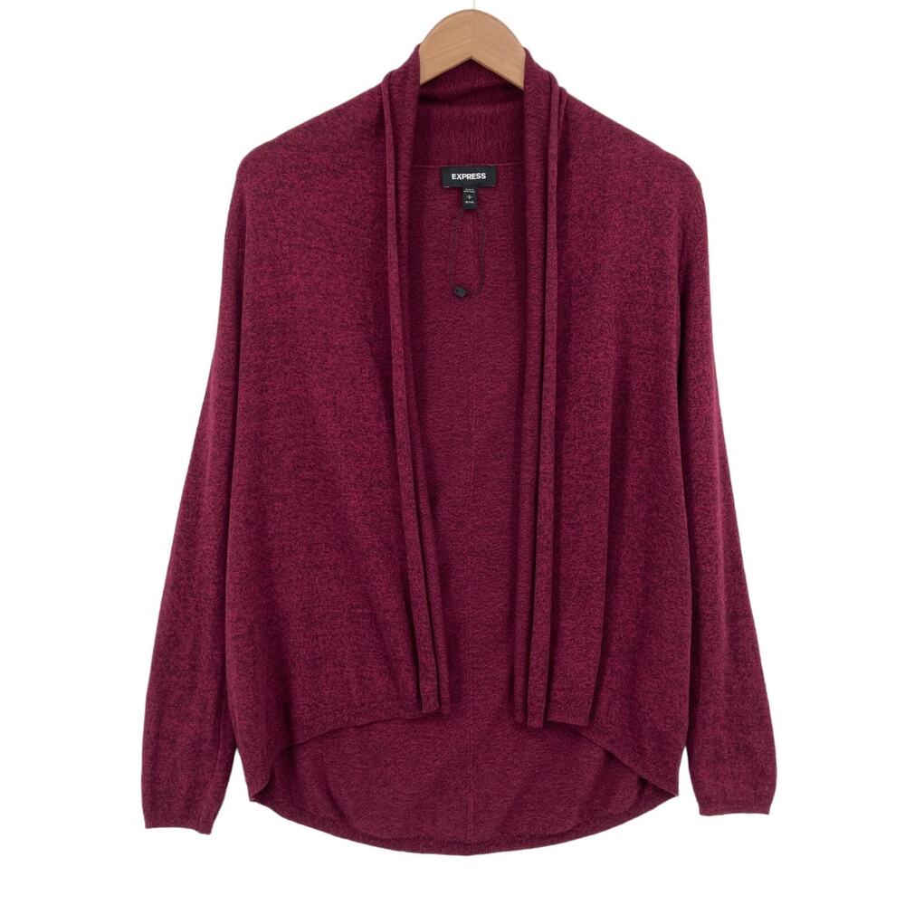 Express Cardigan Sweater Womens Petite Small Red Cotton Long Sleeve Open Front